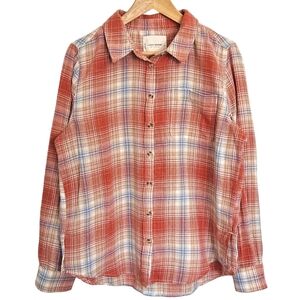 Lucky‎ Brand Plaid Boyfriend Flannel Button-Down Shirt